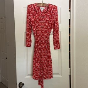 Donna Morgan Casual Dress  - Red/coral with white pattern